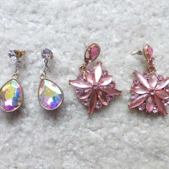 LOT of 6 pairs of rhinestones fashion earrings - Picture 5 of 7